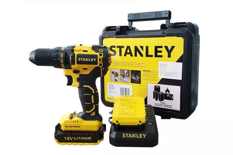 สว่านกระแทกไร้สาย Stanley 18โว้ลต์ + แบตเตอรี่ Lithium SBH201D2K-B1 ไร้แปรงถ่าน