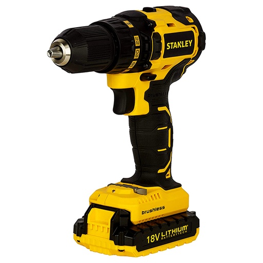 สว่านไร้สาย Stanley 18โว้ลต์ + แบตเตอรี่ Lithium SBD201D2K ไร้แปรงถ่าน